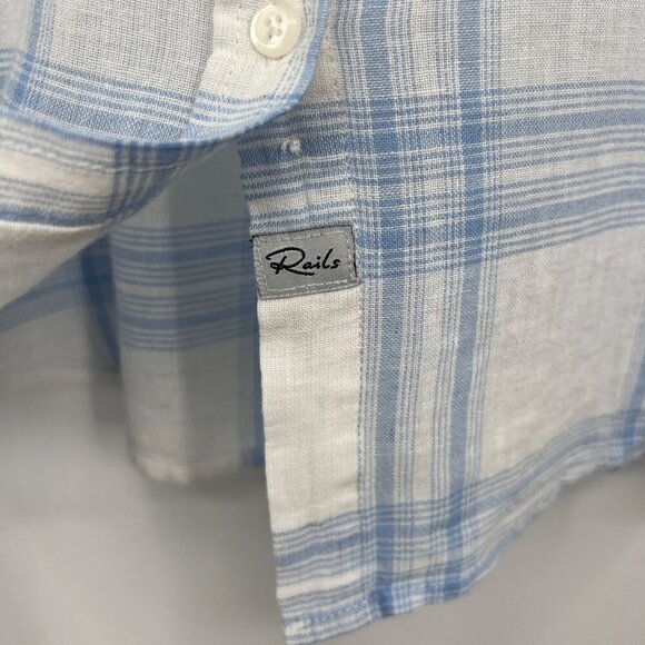 RAILS Charli Linen Blend Shirt Pale Blue White small - Picture 4 of 14